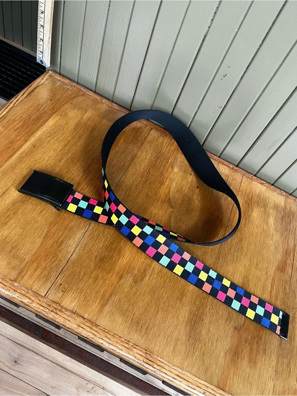 Buckle-Down Multicolor Checkered Rachet Belt Pride Approved